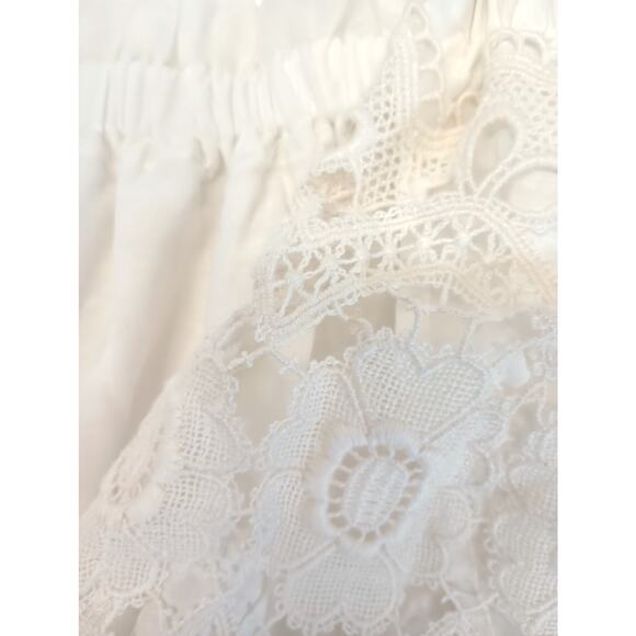 Vintage Hostess Apron Overskirt Fancy White double layer embroidery lace overlay - Picture 11 of 12